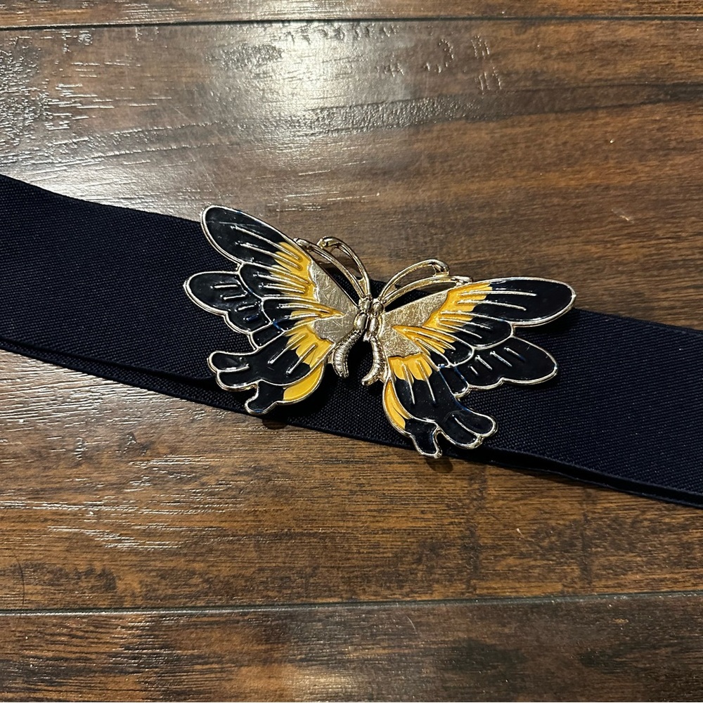 Vintage navy blue butterfly belt